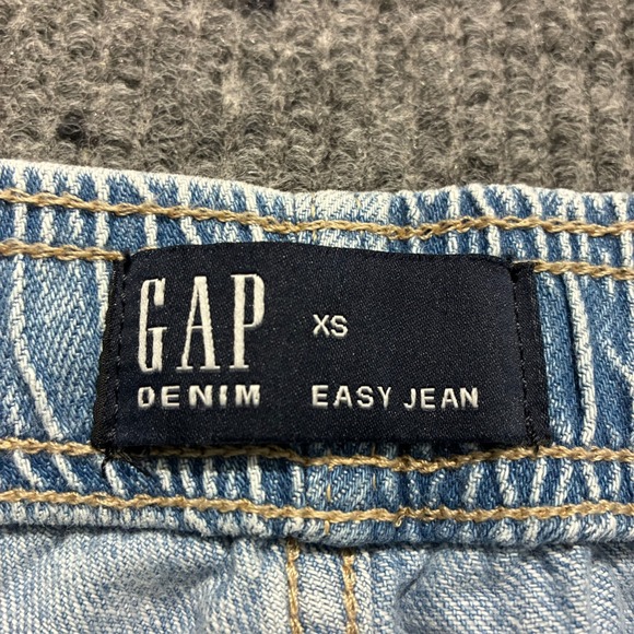 Gap Denim Easy Jeans Womens Cargo Size XS Blue Pull On Elastic Waist Mid Rise - Picture 6 of 9